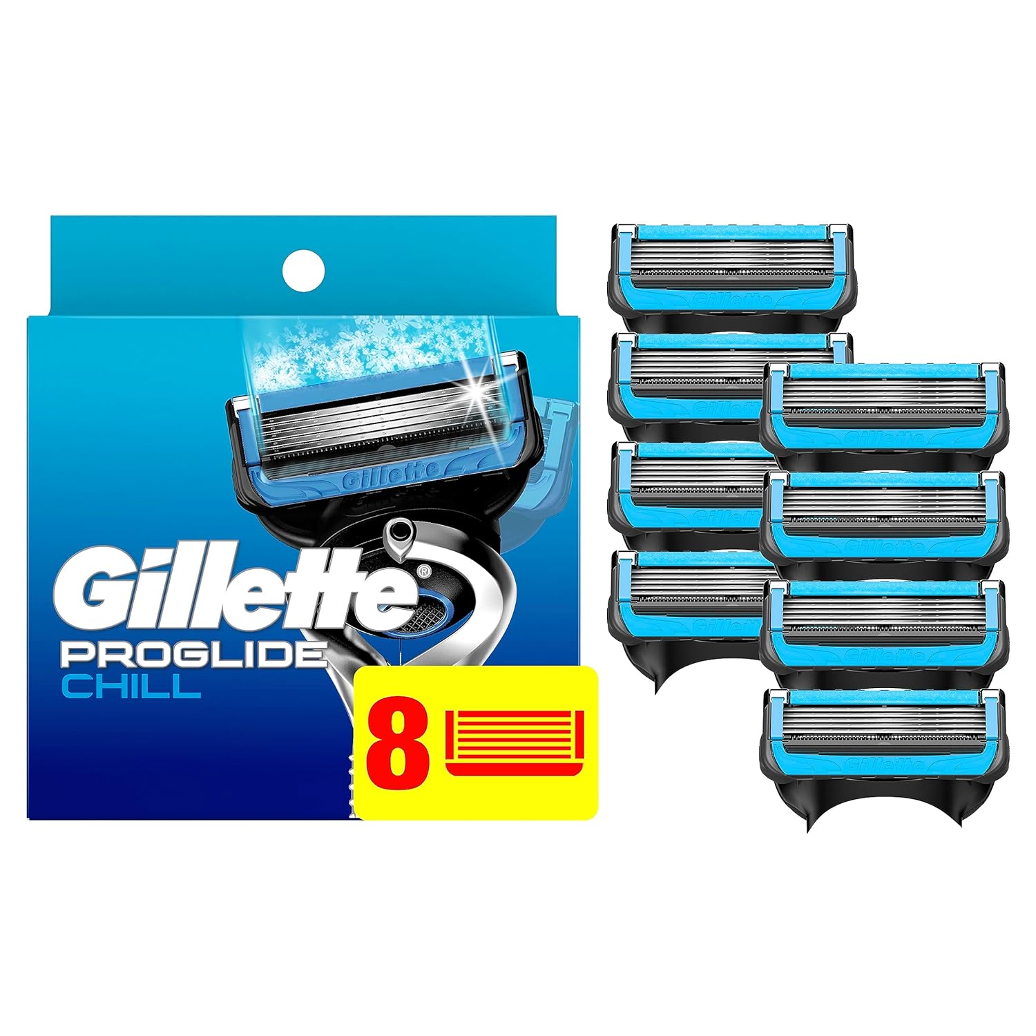 Gillette Proglide Chill Razor Refills For Men, 8 Blade Refills