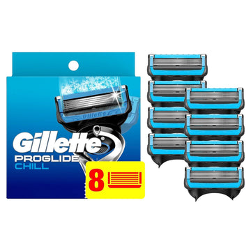 Gillette Proglide Chill Razor Refills For Men, 8 Blade Refills