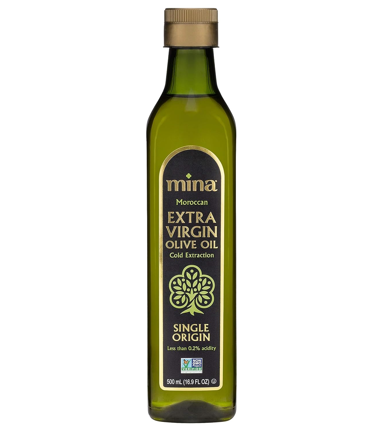 Mina Olive Oil Extra Virgin 16.9 Fl Oz, New Harvest, Polyphenol Rich Olive Oil For Cooking, Moroccan Evoo, Single Origin, Cold Extraction, Less Than 0.2% Acidity, 500 Ml