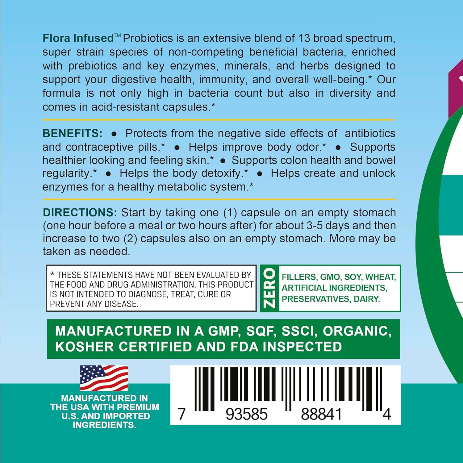 Life Infused - Flora Infused Probiotics With Prebiotics – 50 Billion Cfu, 13 Strains, A Proprietary Enzyme Blend To Promote Digestive Health And Enhance Immune Function. Vegan - 60 Capsules : Health & Household