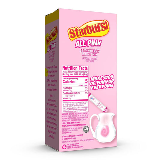 Starburst Gallons To Go Powdered Drink Mix, 8-Count Box (6 Pack), All Pink Strawberry - Low Calorie And Zero Sugar Drink Mix, Each Stick Makes 1 Gallon-Sized Pitcher