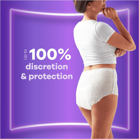 Always Discreet Incontinence Pants Women, Medium, UK Size 8-14, White, Absorbency 6, 48 Underwear / Knickers (12 x 4 Packs), Heavy Bladder Leak Protection / Maternity Postpartum, Odour Neutraliser