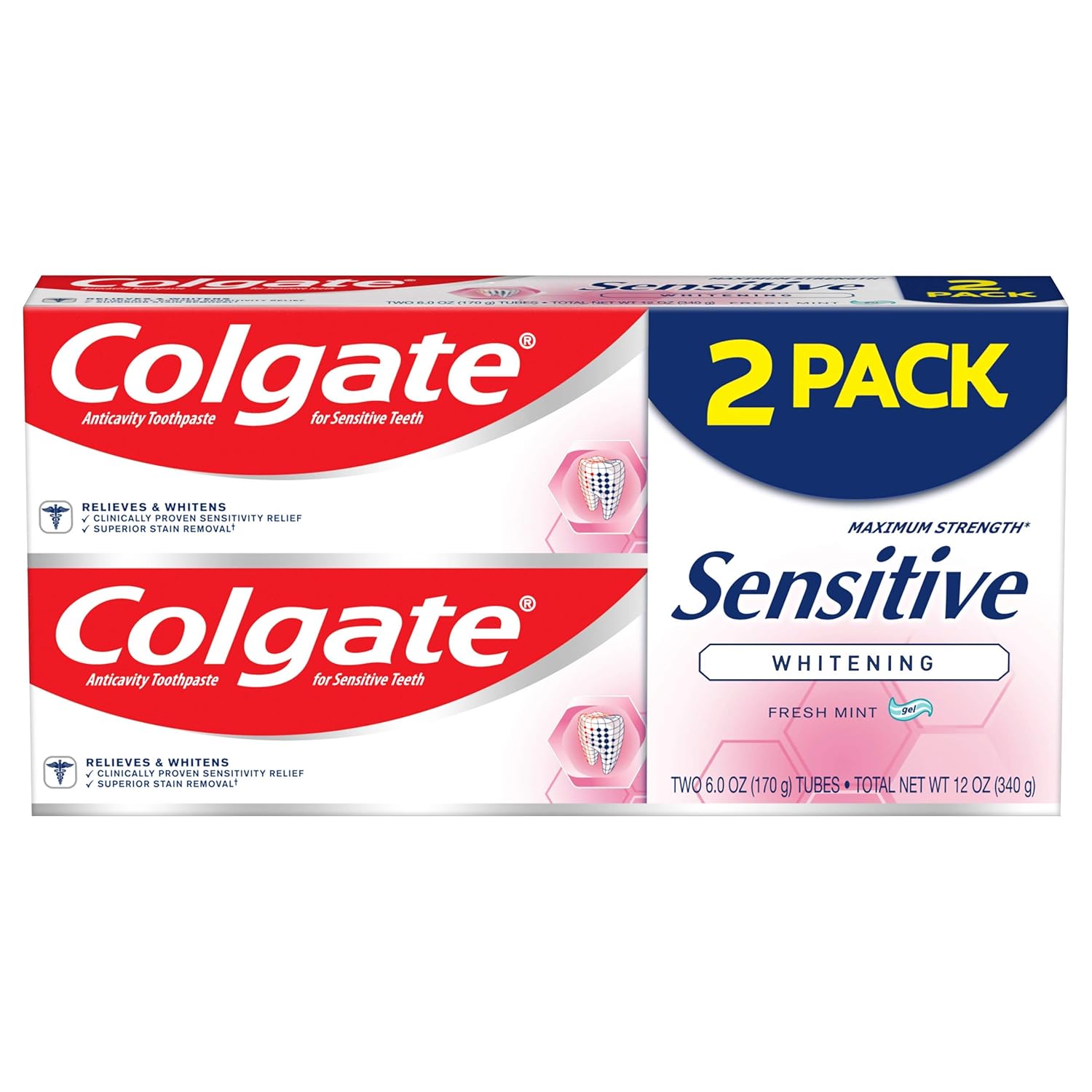 Colgate Sensitive Toothpaste With Maximum Strength And Whitening - 6 Ounce (2 Pack)