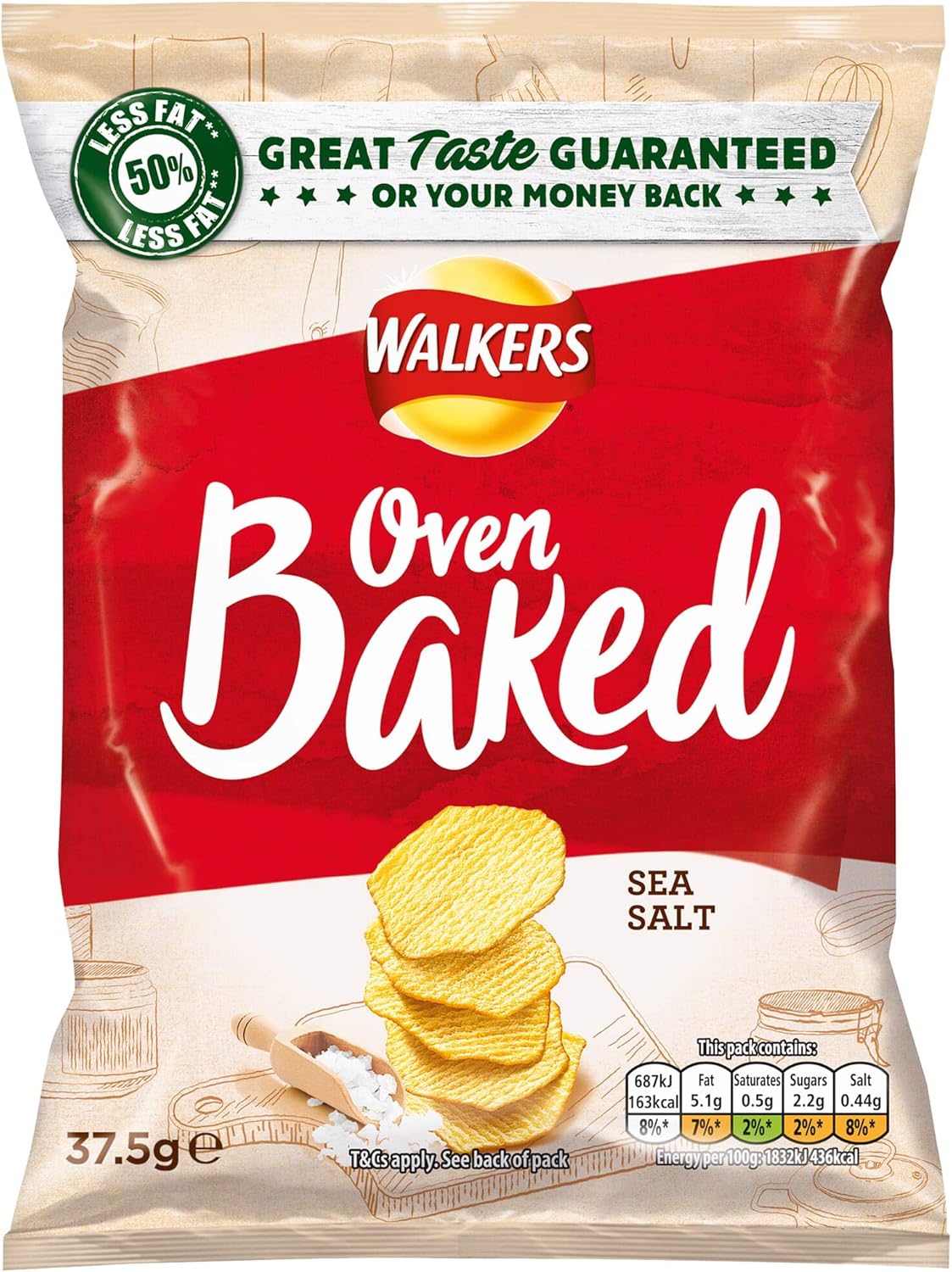 Walkers Baked Sea Salted Crisps - 32X37.5G