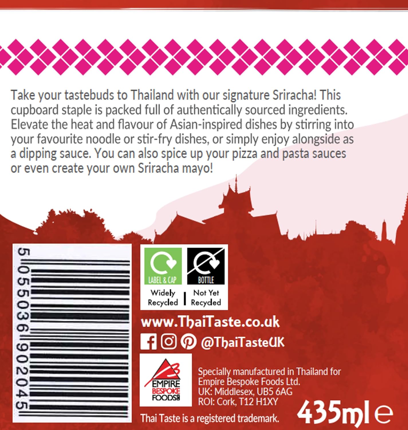 Thai Taste Sriracha Hot Chilli Sauce 450G