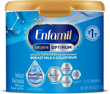 Enfamil Enspire Optimum Baby Formula, with Immune-Supporting Lactoferrin, Our Closest Formula to Breast Milk, Brain Building DHA, Dual Prebiotics, Infant Formula Powder, Baby Milk, 20.5 Oz Tub