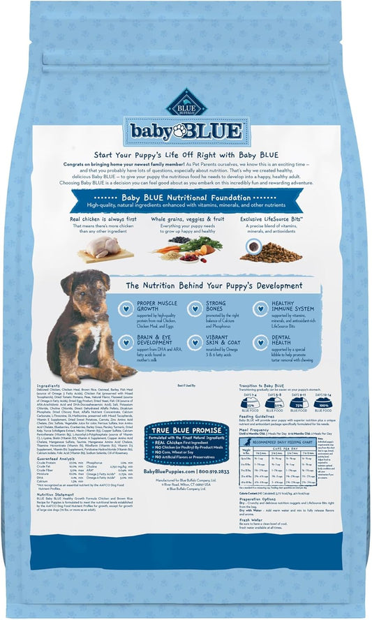 Blue Buffalo Baby Blue Natural Dry Food For Puppies, Healthy Growth Formula With Dha, Savory Chicken Recipe, 24-Lb. Bag