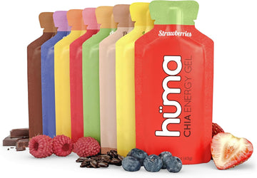 Huma Chia Energy Gel, Strawberries, 12 Gels - Premier Sports Nutrition For Endurance Exercise