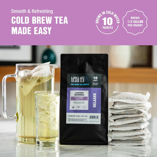 Tiesta Tea - Lavender Chamomile Cold Brew Tea | Soft Chamomile Herbal Tea | Premium Loose Leaf Iced Tea Blends | Non Caffeinated Iced Tea | 10 Cold Brew Tea Bags - Brews 1 64Oz Pitcher Each