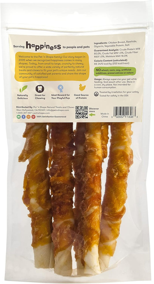Pet 'N Shape Chik 'N Hide Twist - Chicken Wrapped Rawhide Natural Dog Treats, Large, 6 Count