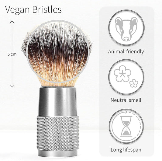 Shaving Brush Vegan | Silver | Women And Men Shaving Brush| Shaving Soap Brush | Vegan Shaving Brush | Synthetic Brush Shaving | Waste Free Shaving Brush | Bambaw
