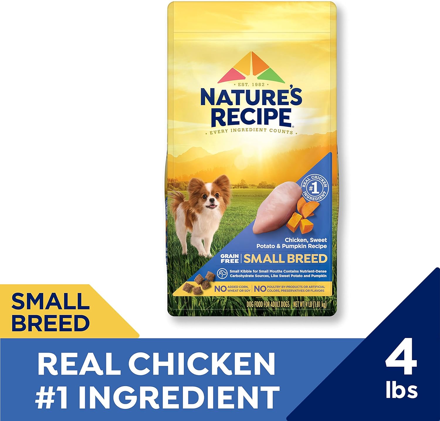 Nature?s Recipe Grain Free Small Breed Chicken, Sweet Potato & Pumpkin Recipe Dry Dog Food, 4 lb. Bag : Pet Supplies