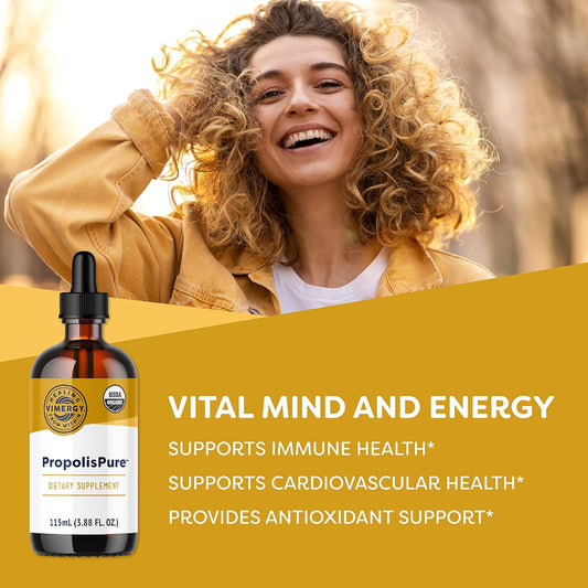 Vimergy Propolispure ® – Usda Organic Propolis Liquid Extract – Immune Support Supplement - Natural Oral & Heart Health Support - Propolis Tincture From Honeybees – Gluten-Free & Paleo (115 Ml)