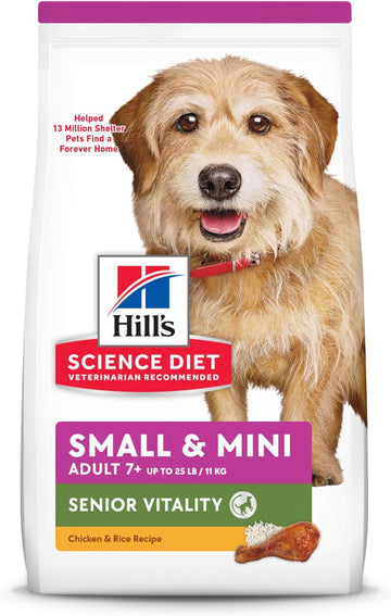 Hill'S Science Diet Senior Vitality, Senior Adult 7+, Small & Mini Breeds Senior Premium Nutrition, Dry Dog Food, Chicken & Rice, 12.5 Lb Bag