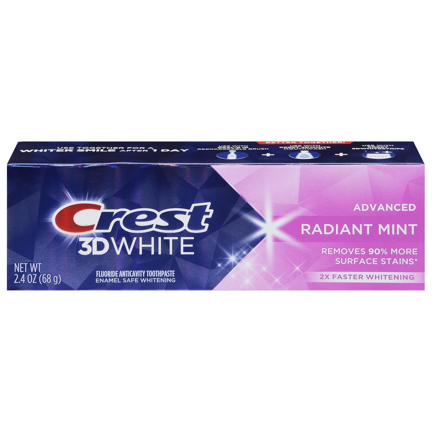 Crest 3D White Advanced Teeth Whitening Toothpaste, Radiant Mint, 2.4 Oz : Health & Household