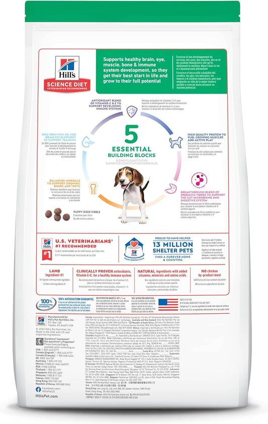 Hill'S Science Diet Puppy, Puppy Premium Nutrition, Dry Dog Food, Lamb & Brown Rice, 12.5 Lb Bag