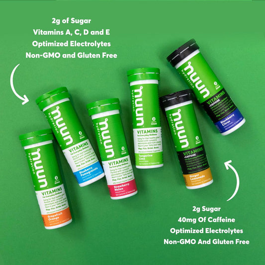 Nuun Vitamins: Vitamins + Electrolyte Drink Tablets, Mixed Flavor Box Of 4 (48 Servings), 2 Caffeinated Flavors, 2 Non-Caffeinated Flavors, Enhanced Wellness & Energy