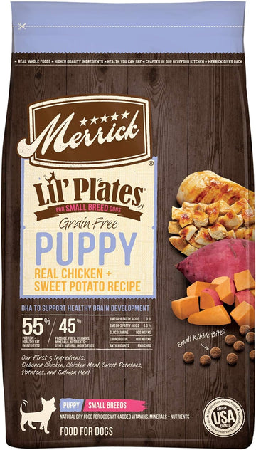 Merrick Lil’ Plates Premium Grain Free Dry Puppy Food for Small Dogs, Real Chicken and Sweet Potato Kibble - 12.0 lb. Bag