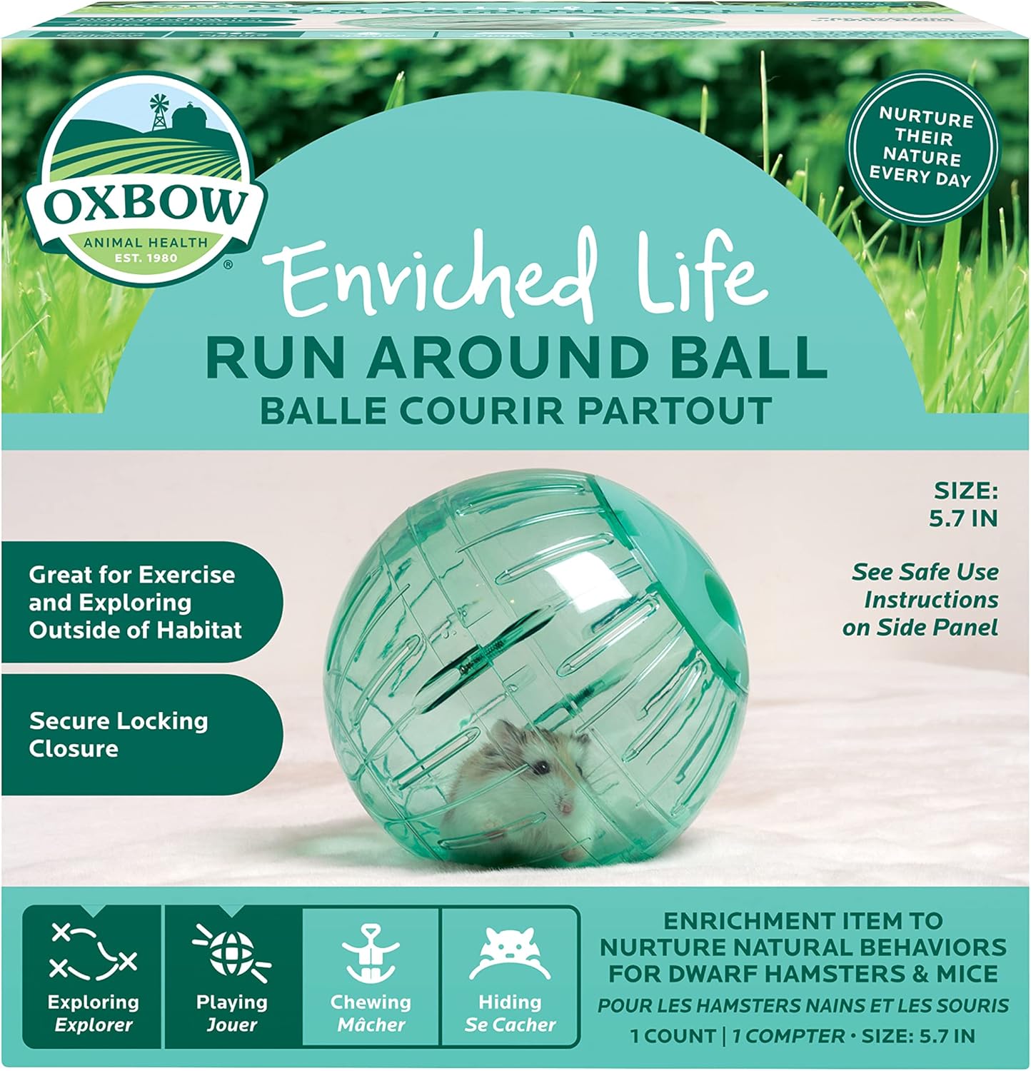 Oxbow Enriched Life Small Animal Toys - Fitness Ball Toy For Dwarf Hamsters & Mice (Run Around Ball)