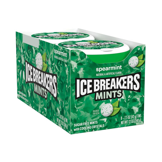 Ice Breakers Spearmint Sugar Free Mints Tins, 1.5 Oz (8 Count)