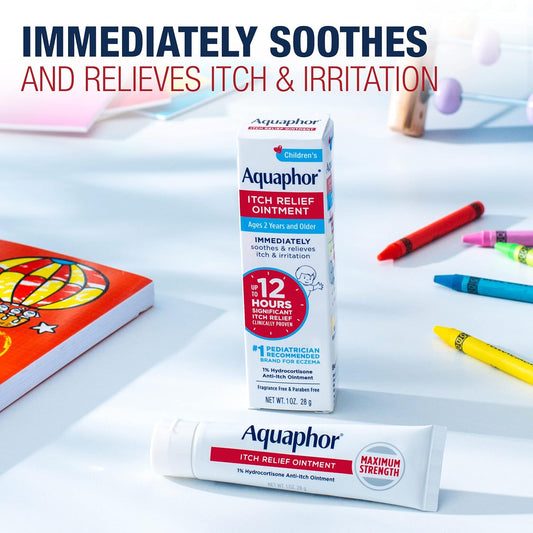 Aquaphor Children's Itch Relief Ointment, 1% Hydrocortisone Anti-Itch Ointment, 1 Oz Tube (Pack of 2)