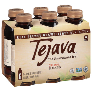 Tejava Original Unsweetened Black Iced Tea, 6 Pack, 16.9Oz Pet Bottles, Non-Gmo, Kosher, No Sugar Or Sweeteners, No Calories, No Preservatives, Brewed In Small Batches