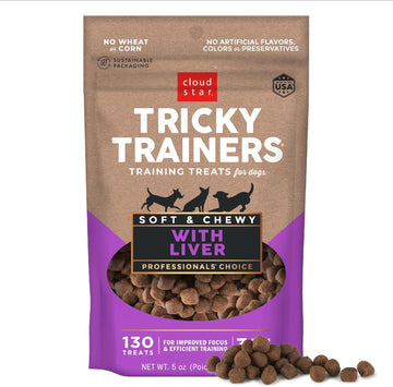 Cloud Star Tricky Trainers Soft & Chewy Dog Training Treats 5 Oz Pouch, Liver Flavor, Low Calorie Behavior Aid With 130 Treats