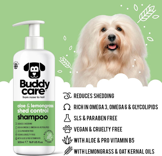 Shed Control Dog Shampoo by Buddycare | Aloe & Lemongrass Scented | With Aloe Vera and Pro Vitamin B5 (500ml)?B1