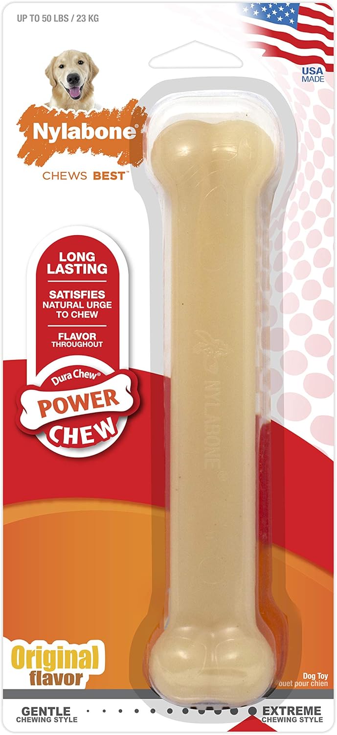 Nylabone Power Chew Classic Bone Chew Toy For Dogs, Durable Dog Toys For Aggressive Chewers, Original Flavor, Large/Giant - Up To 50 Lbs. (1 Count)