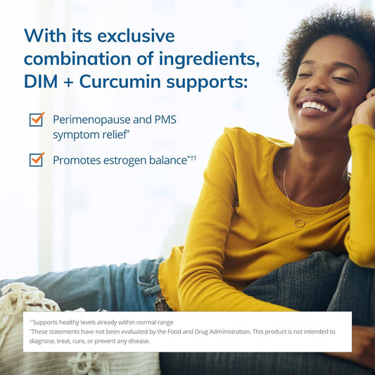 Euromedica DIM + Curcumin - 30 Capsules - Healthy Estrogen Metabolism - Clinically Studied BR-DIM, Curcumin & French Grape Seed VX1 - Non-GMO, Vegan - 30 Servings