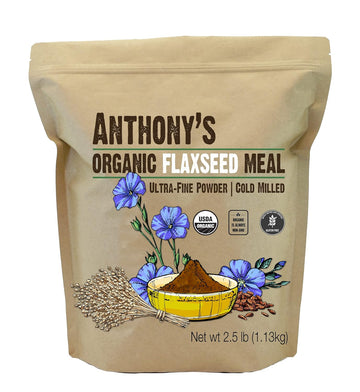 Anthony'S Organic Flaxseed Meal, 2.5 Lb, Gluten Free, Ground Ultra Fine Powder, Cold Milled, Keto Friendly