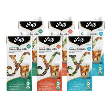 Yogi Barista Organic Chai Latte Tea Concentrate Variety Pack, 32 Fluid Oz (6 Pack) - Supports Healthy Digestion - Includes Two Of Each Classic Chai Latte, Light Chai Latte And Caffeine-Free Chai Latte