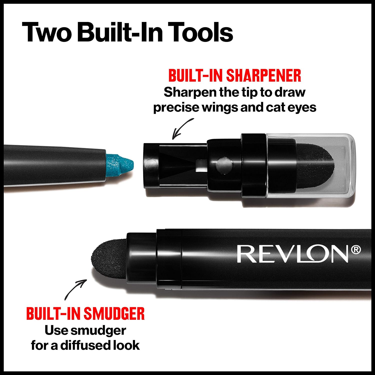 Revlon Pencil Eyeliner, ColorStay Eye Makeup with Built-in Sharpener, Waterproof, Smudge-proof, Longwearing with Ultra-Fine Tip, 201 Black, 2 count (Pack of 1) : Beauty & Personal Care