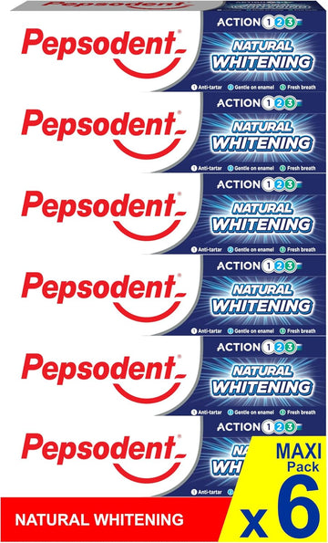 Pepsodent Natural Whitening Fluoride And Calcium Toothpaste For Whiter Teeth In One Week 75Ml (2X75Ml Pack)