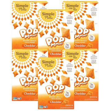 Simple Mills Pop Mmms Veggie Flour Baked Snack Crackers, Cheddar, Nothing Artificial, Kosher, Gluten Free & Non-GMO, 4 Ounce (Pack of 6)