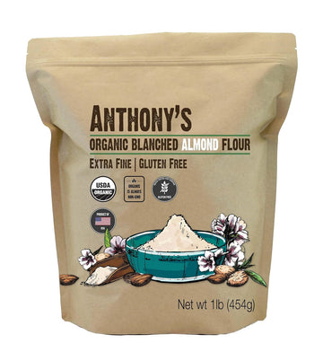 Anthony'S Organic Almond Flour, 1 Lb, Blanched, Gluten Free, Non Gmo, Keto Friendly, Extra Fine, Low Carb