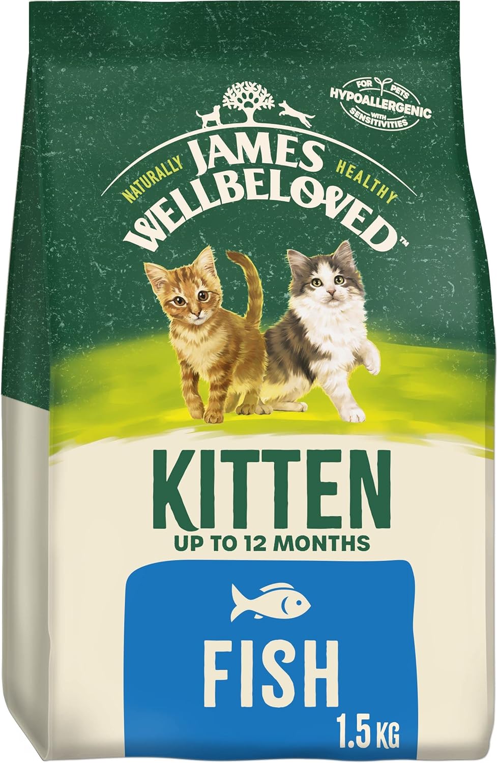 James Wellbeloved Junior Fish 1.5 kg Bag, Hypoallergenic Kitten Dry Cat Food?03JW4