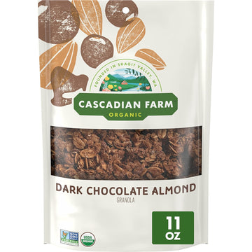 Cascadian Farm Organic Granola, Dark Chocolate Almond Cereal, Resealable Pouch, 11 oz