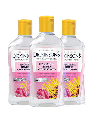 Dickinson'S Enhanced Witch Hazel Hydrating Toner With Rosewater, Alcohol Free, 3 Count