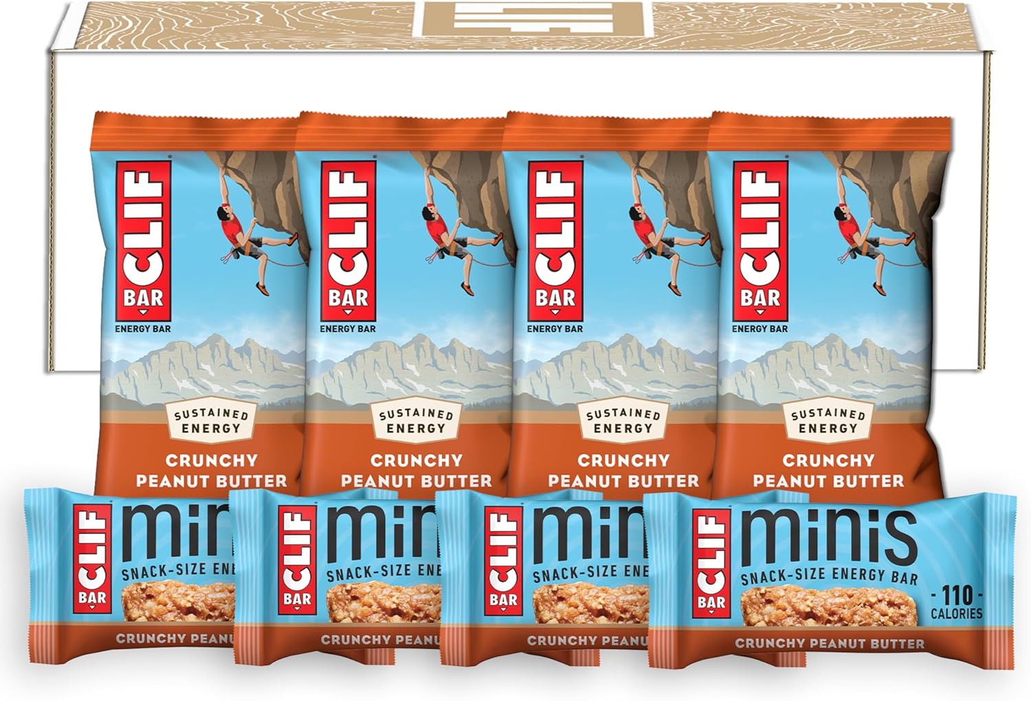 Clif Bar - Crunchy Peanut Butter - Full Size And Mini Energy Bars - Made With Organic Oats - Non-Gmo - Plant Based - 2.4 Oz. And 0.99 Oz. (20 Count)