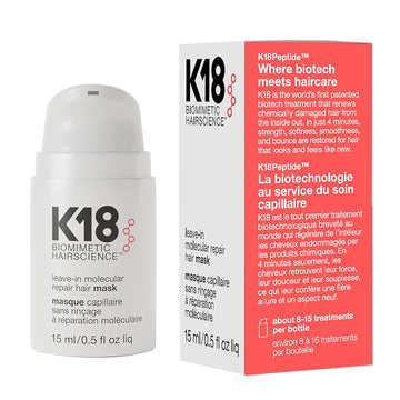 K18 Leave-In Molecular Hair Mask, Repairs Dry Or Damaged Hair, Reverse Hair Damage From Bleach, Color, Chemical Services & Heat