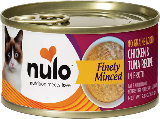 Nulo Grain-Free Finely Minced Wet Canned Cat & Kitten Food, Chicken And Tuna In Broth, 2.8 Ounce, 12 Cans