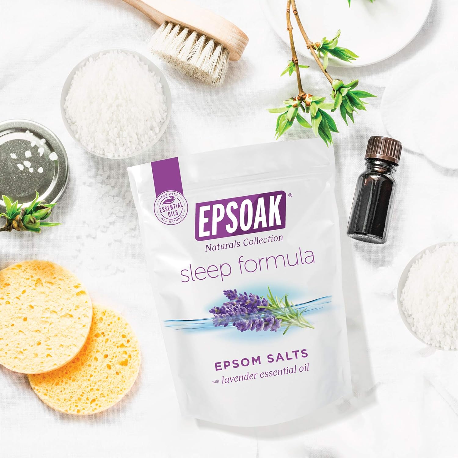 Epsoak Epsom Salt 6 Lb. Magnesium Sulfate Usp. (Qty. 3 X 2Lb. Bag), Lavender Sleep Formula, Resealable Epsom Salt Bag, Made In The Usa, Cruelty-Free Certified : Beauty & Personal Care