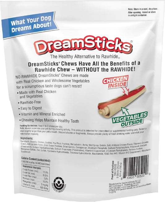 Dreambone Dreamsticks, Rawhide Free Dog Chew Sticks Made With Real Chicken And Vegetables, 9 Sticks