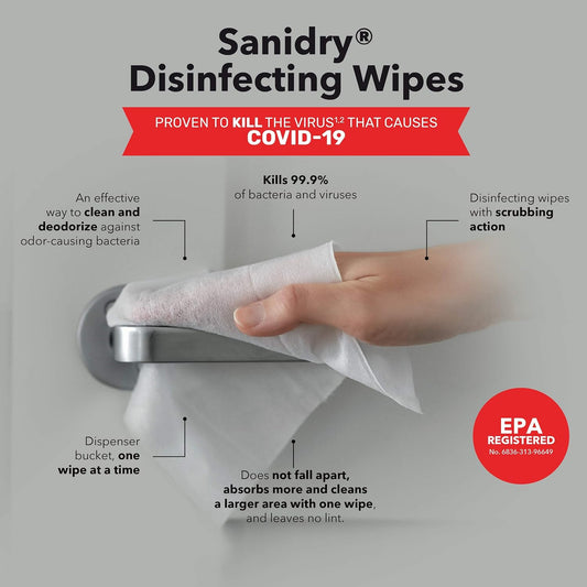 Rosmar, Sanidry, Multi-Surface Cleaning Wipes, Unscented, Non Abrasive, 300 Count, White