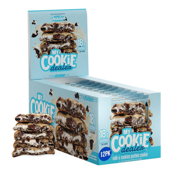 My Cookie Dealer Soft Baked Protein Cookies, Milk And Cookies (12-Pack, 4Oz Cookie) - 18G Protein Per Cookie (Made With Raw Nutrition Protein) - Individually Wrapped Travel Snacks…