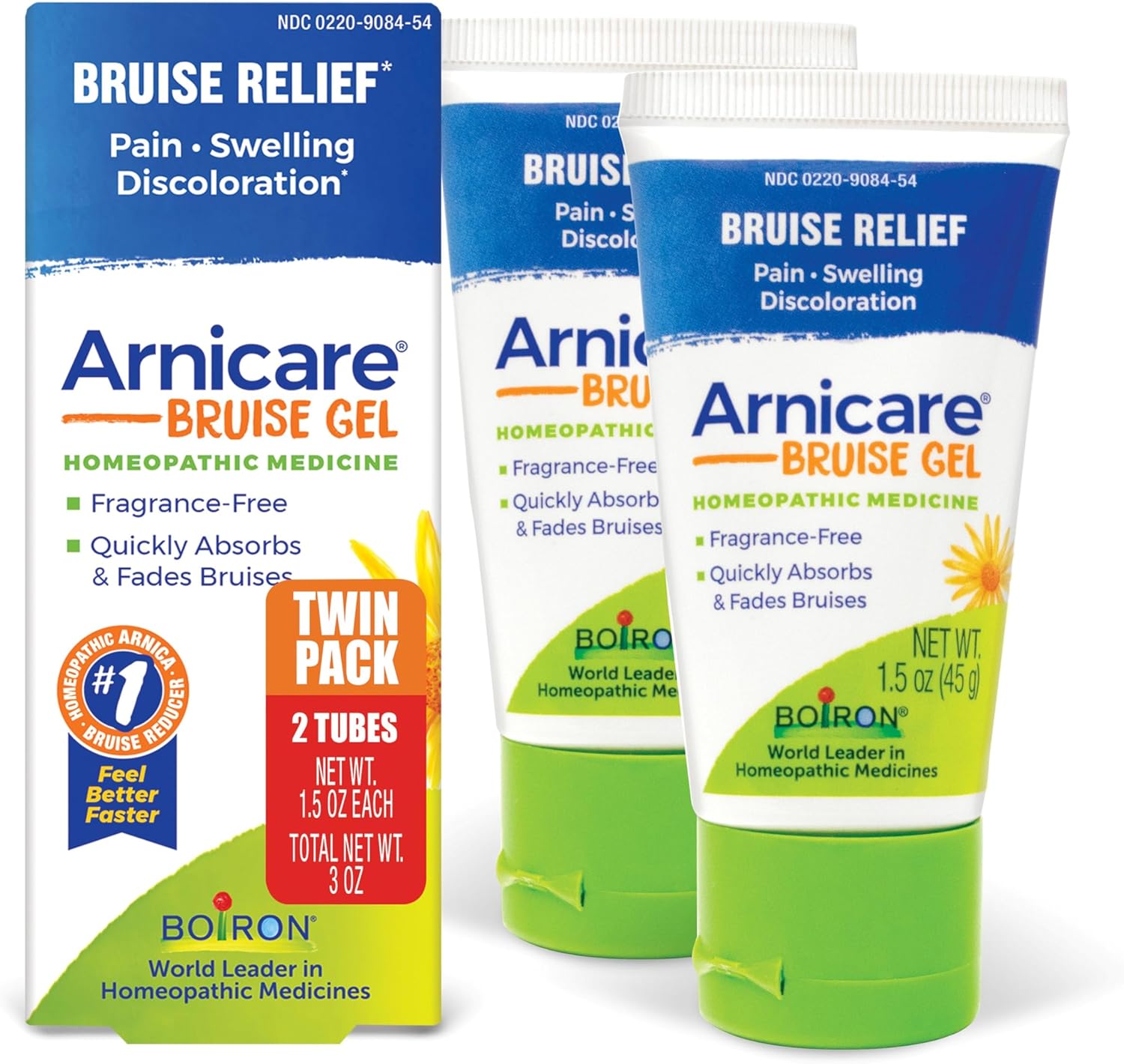 Boiron Arnicare Bruise Gel For Relief Of Bruise Pain, Muscle Swelling, Soreness, And Discoloration - Non-Greasy And Fragrance-Free - 1.5 Ounce (Pack Of 2)