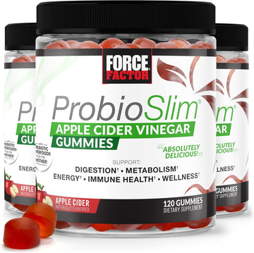 Force Factor Probioslim Apple Cider Vinegar Gummies, 3-Pack, With Organic Apple Cider Vinegar And Lactospore Probiotics And Prebiotics To Support Digestion, Metabolism, And Immune Health, 360 Gummies