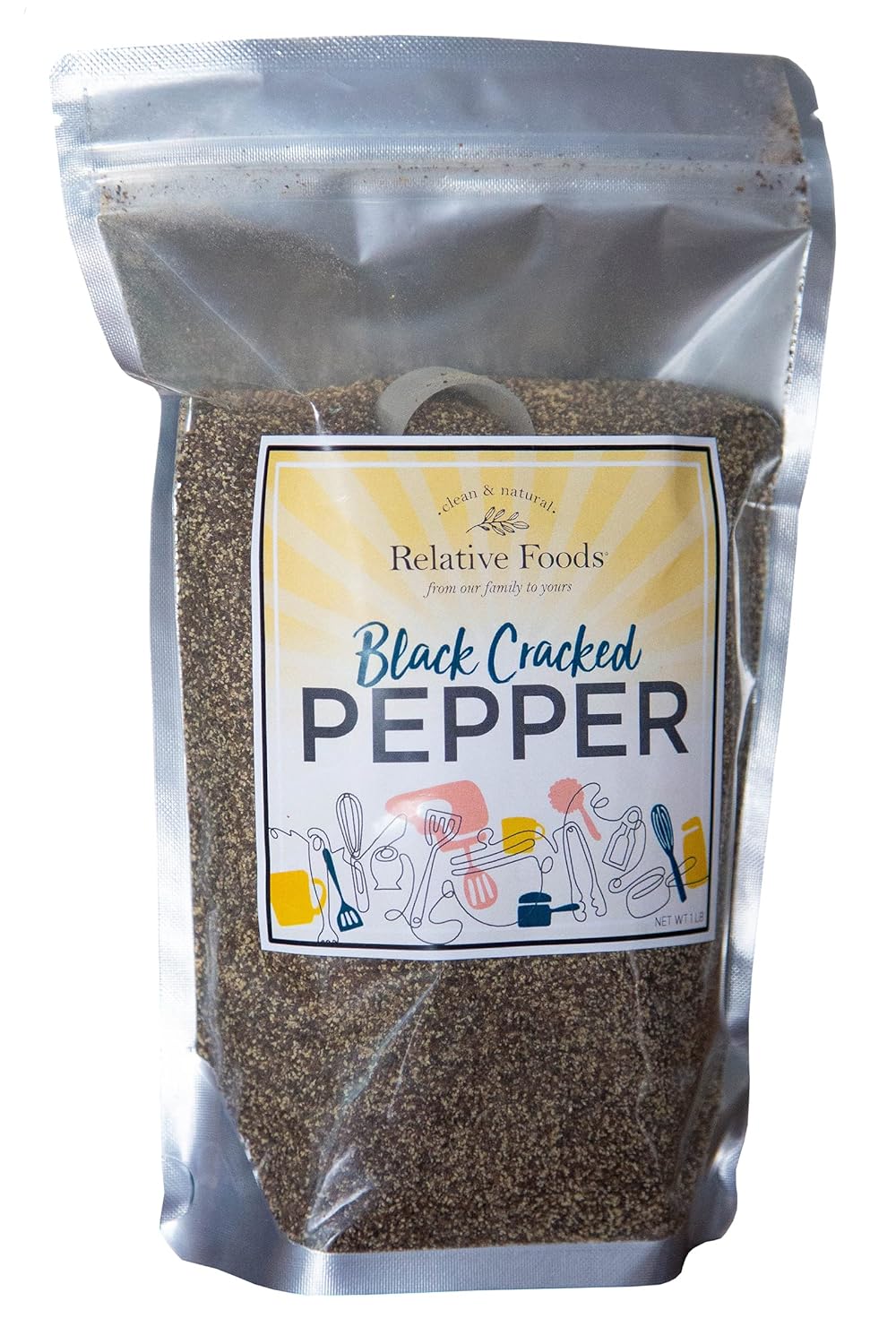 Relative Foods Course Ground Pepper, Culinary, One Pound Reaseable Bag. Restaurant Grade Pepper