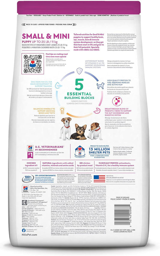 Hill'S Science Diet Puppy, Puppy, Small & Mini Breeds Puppy Premium Nutrition, Dry Dog Food, Chicken & Barley, 12.5 Lb Bag